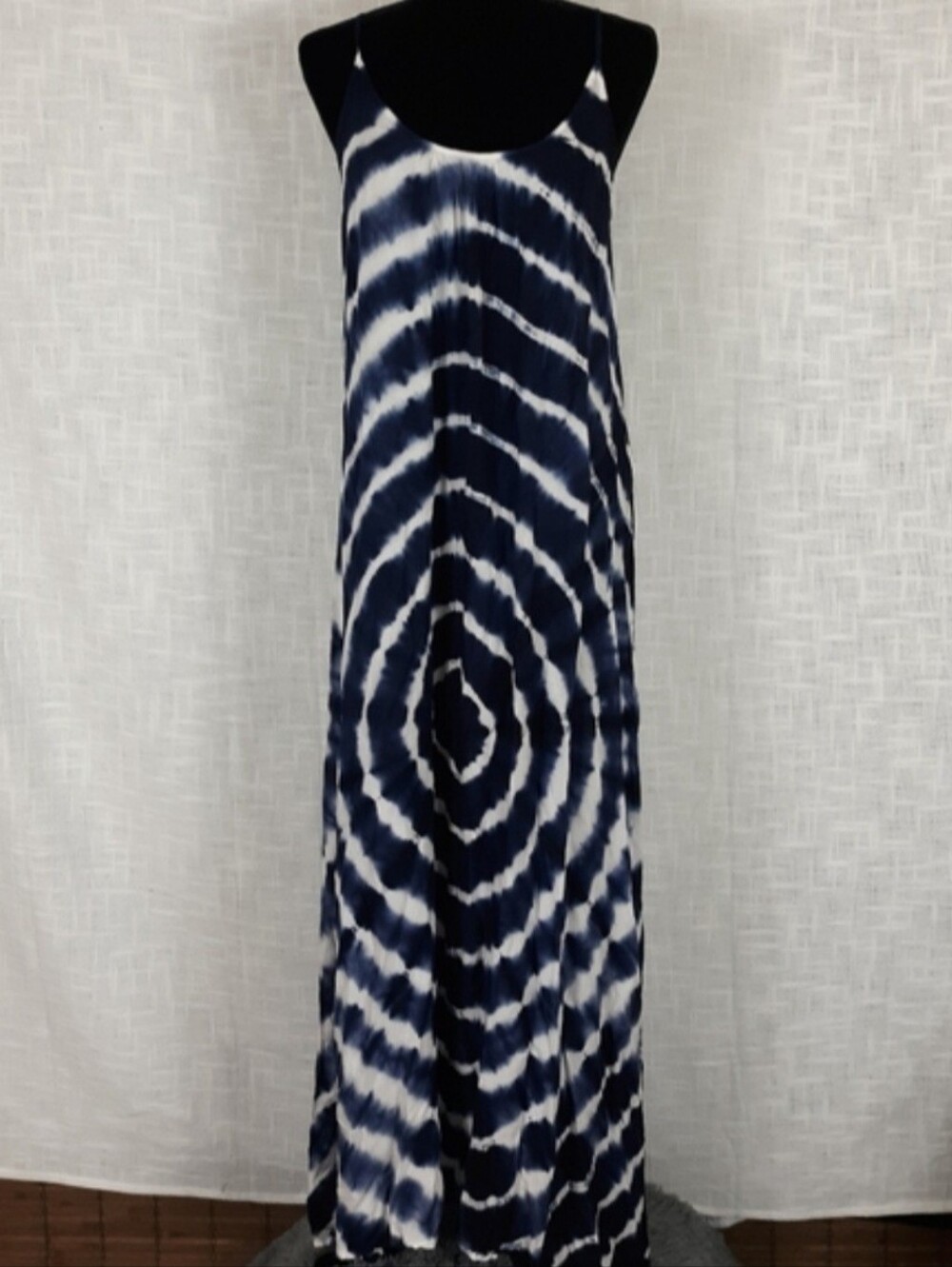 Raviya Blue Tie Dye Boho Hippie Embellished Strappy Fairy Maxi Dress Size Large - Picture 16 of 16